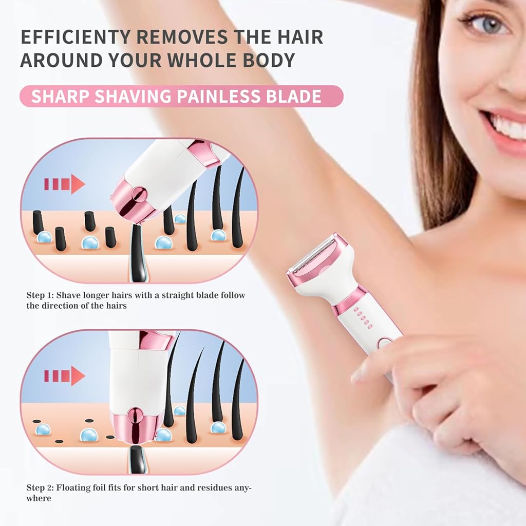 MAYCREATE® Electric Razor Shavers for Women 5 in 1 USB Hair Shaver with 5 Attachments Heads, Rechargeable Wet & Dry Use LCD Bikini Trimmer, Painless Hair Trimmer for Private Area, Arm & Legs MAYCREATE® Electric Razor Shavers for Women 5 in 1 USB Hair Shaver with 5 Attachments Heads, Rechargeable Wet & Dry Use LCD Bikini Trimmer, Painless Hair Trimmer for Private Area, Arm & Legs